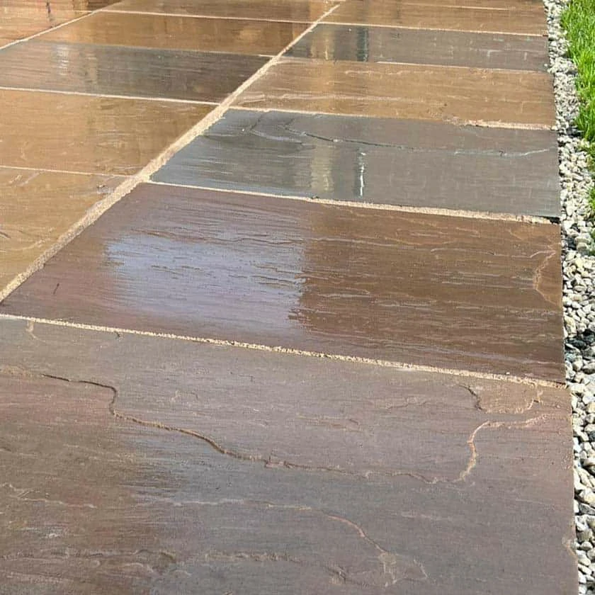 Autumn Brown Indian Sandstone Paving Slabs - Riven - 600x900 - 22mm
